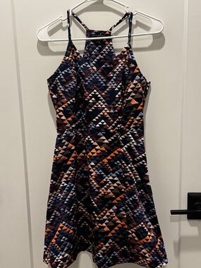 Banana Republic Navy Multicolor Geometric Print Fit and Flare Dress Size 6